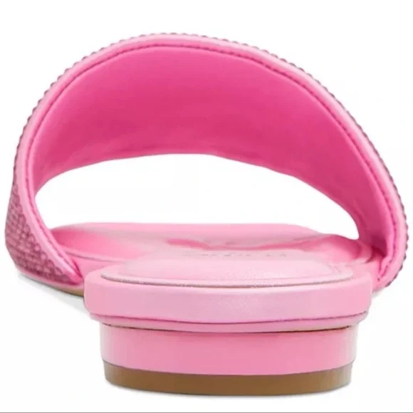 Aldo x Barbie Barbieville Pink Satin Rhinestone Flat Slide Sandals New Woman’s - Picture 7 of 11